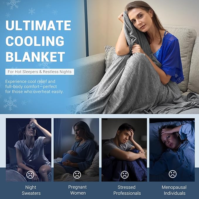 Elegear Revolutionary Arc-Chill® 3.0 Cooling Blanket for Hot Sleepers Queen | Q-Max>0.5 Cooling Fabric, Absorbs Heat to Keep Body Cool, Lightweight Summer Blankets for Night Sweats & Menopause, 90"x90"