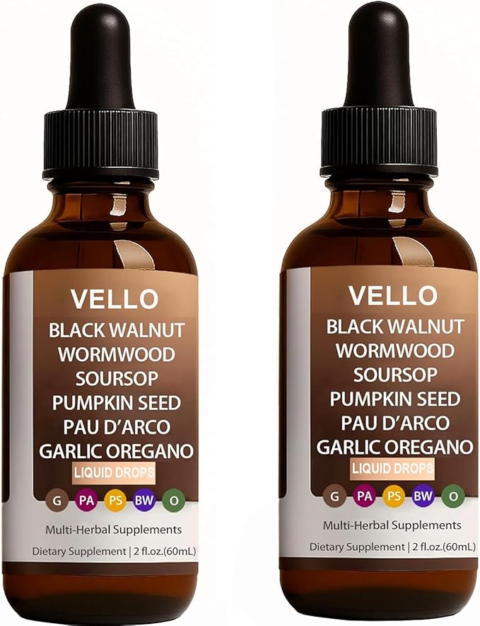 VELLO Black Walnut Wormwood Gut Cleanse | Soursop, Pumpkin Seed, PAU D'arco, Garlic Oregano, Digestion Aid & Boosts Energy, Gut Health & Absorption (2)
