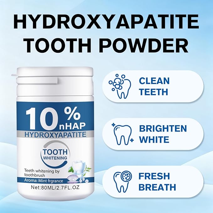 Microcrystalline Hydroxyapatite Powder, 10% Hydroxyapatite Tooth Powder Hydroxyapatites Toothpaste Powders, 80G