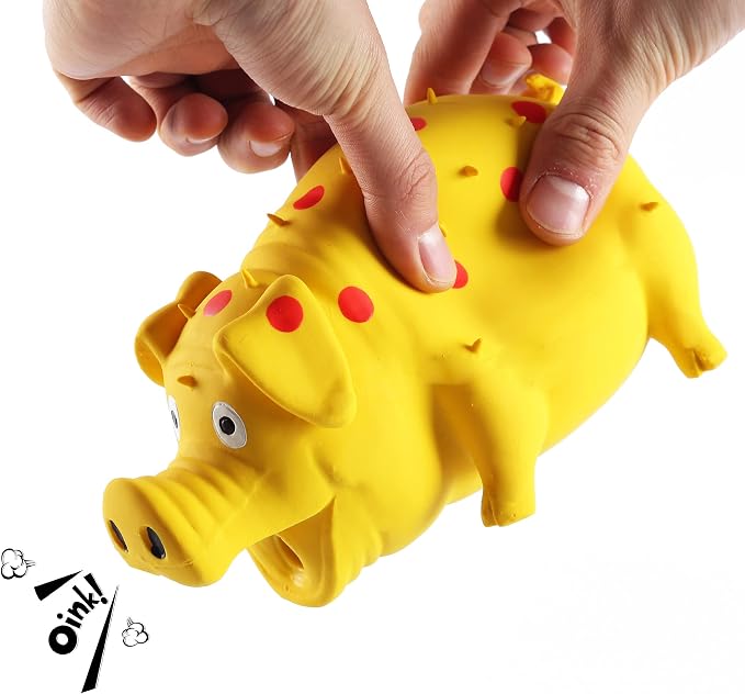 3-Pack Squeaky Pig Dog Toys - Durable Rubber Chew Toys with Oinking & Grunting Sounds for Small, Medium & Large Dogs - Interactive Latex Puppy Toy Set