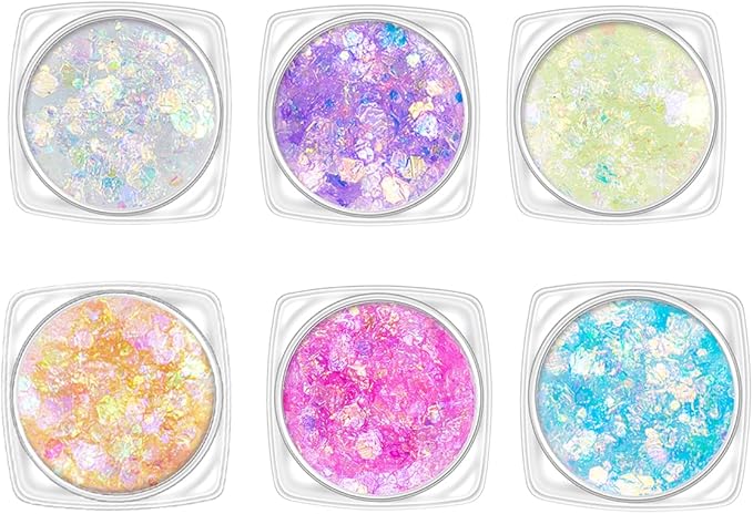 Body Glitter Face Glitter Colorfu Hair Glitter Gel Halloween Face Paint Rave Makeup Glitter Festival Face Gems 6 Shapes Chunky Glitter Gel for Women Girls