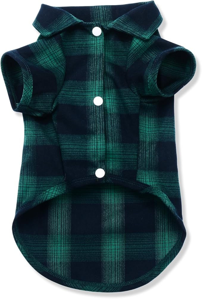 Koneseve Dog Shirt Pet Plaid Clothes T-Shirt Sweater Matching Breathable for Large Dog Adorable Casual Cozy Halloween Thanksgiving Christmas Costumes (Green; 6XL)