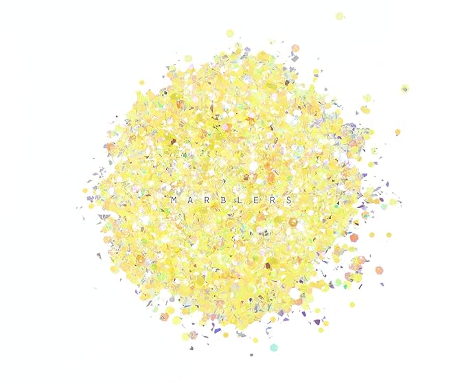 MARBLERS Mixed Shaped Face & Body Glitter [Yellow] 0.18oz (5g) | Chunky | Chopped | Flake |Non-Toxic | Vegan | Cruelty-Free | Festival, Rave & Party Makeup | Eye, Hair, Nail Polish, Eyeshadow