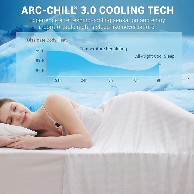 Elegear Double-Sided Arc-Chill® 3.0 Cooling Blanket for Hot Sleepers, White | Q-Max>0.5 Cooling Fabric, Absorbs Heat to Keep Body Cool, Lightweight Summer Blankets for Night Sweats & Menopause, 79"x86"
