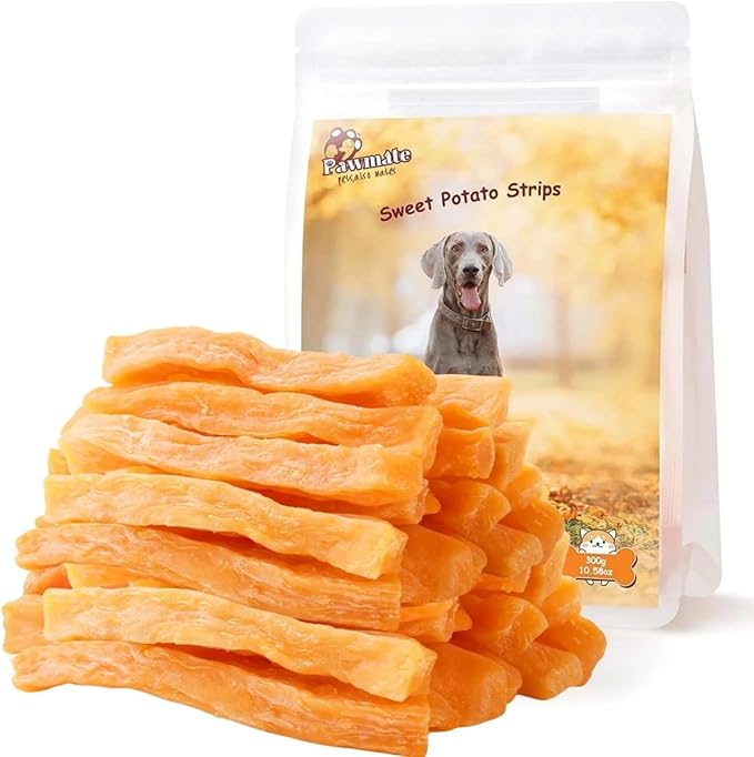 Pawmate Sweet Potato Dog Treats, Healthy Low Fat Dog Chews 10.6oz | Rawhide Free Grain Free Training Treats for Small Medium Large Dogs 27-31 Counts