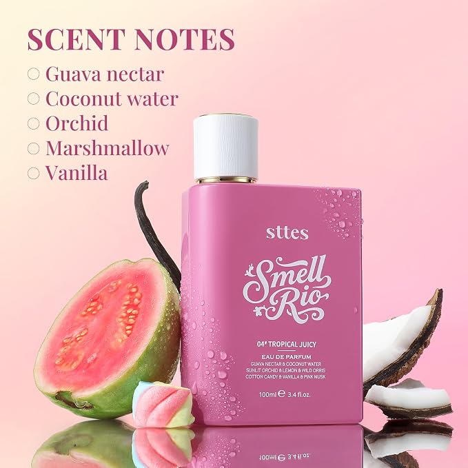 Sttes Smell Rio Perfume 04# (Tropical Juicy) – Perfume for Women – Long-Lasting Hair Guava, Orchid, Vanilla & Cotton Candy Notes – Fruity Scentual Fragrance Eau de Parfum 100ml (3.4 fl oz)