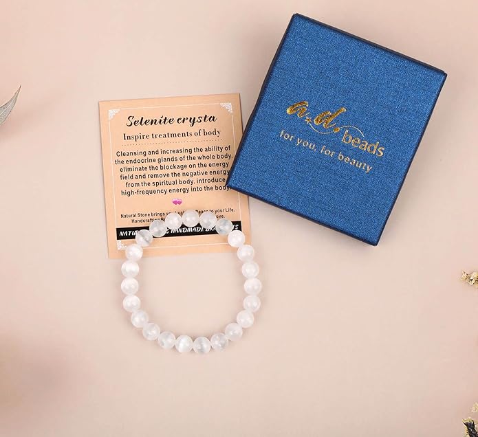 AD Beads Handmade Gemstone Stretch Elastic Bracelet Crystal Healing Reiki Nature's Beauty and Spiritual Essence Unisex