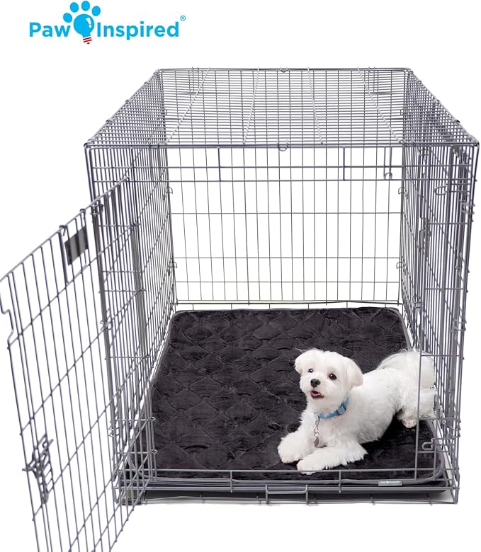 Paw Inspired Washable Padded Crate Mats for Dogs, Beige, 41x28 Inch | Fits 42-inch Kennels, Leakproof, Waterproof Bottom, Plush Dog Pad, Pet Bed
