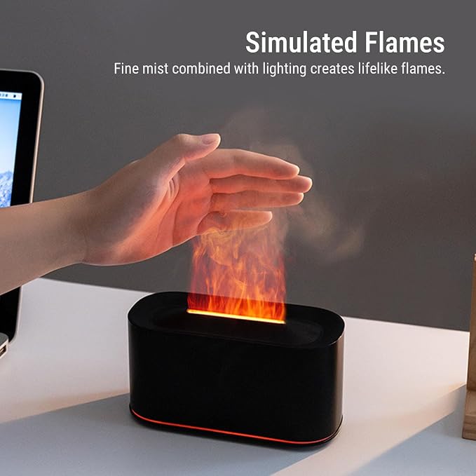 Asixxsix Essential Oil Diffuser, Aromatherapy Diffuser Cool Mist Humidifier with 7 Colors Light, Scent Aromas Diffuser, Quiet Flame Diffuser for Essential Oil, Home, Office, Bedroom (Black)