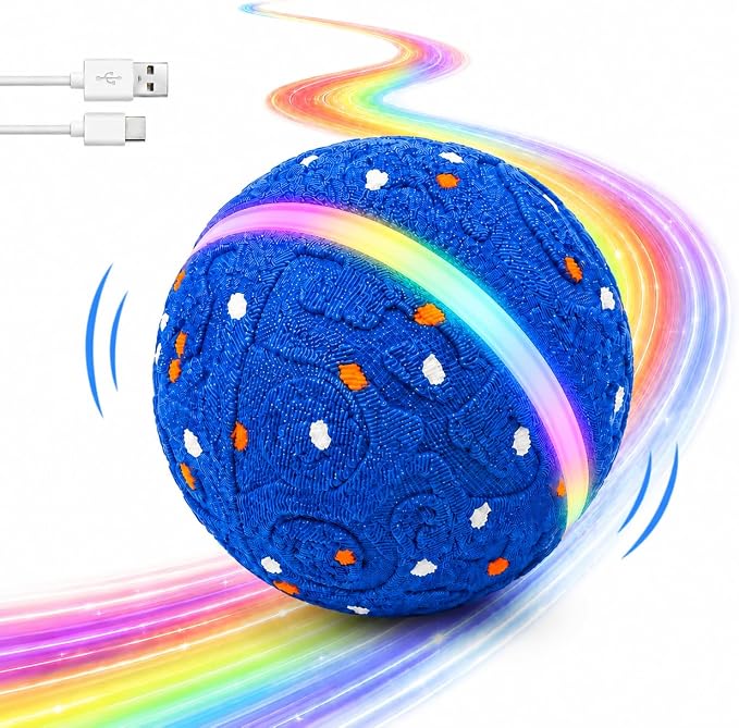 Interactive Dog Ball Toy[Newly Upgraded], 3 Modes, Sound & Vibration, USB-C
