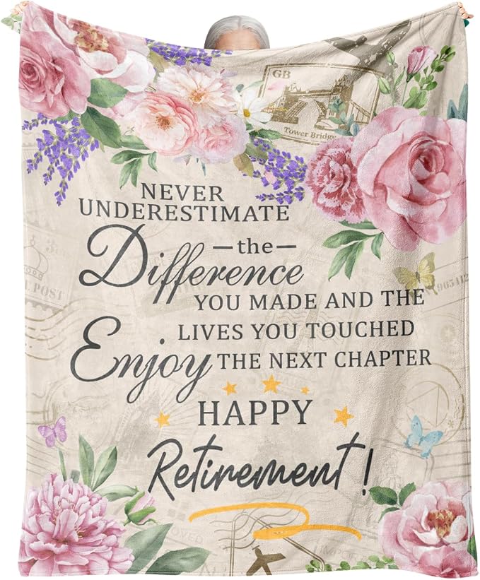 Retirement Gift for Woman, Retirement Blanket for Women/Men 2026, 80"x60" | Happy Retired Gifts Retirement Party Decorations, Funny Farewell Gifts for Coworker, Retirement Throw for Teacher, Nurse, Mom