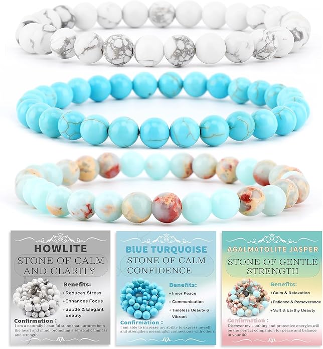 NCB 2.3-Piece 4mm Natural Crystal Gemstone Stretch Bracelets – Handmade Reiki Energy Healing Jewelry for Meditation,Yoga, Unisex
