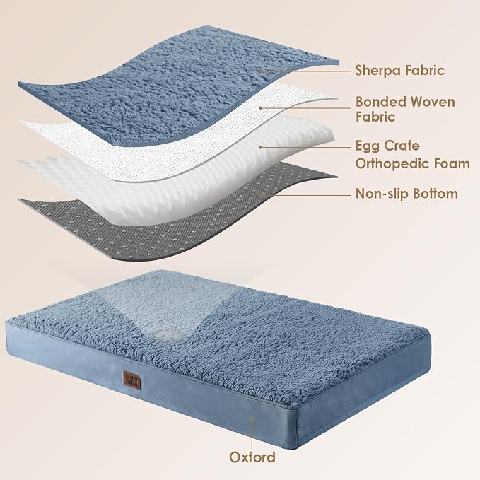 EHEYCIGA Orthopedic Dog Bed Extra Large with Removable Washable Cover, 44IN | Egg Crate Foam Support, Durable Oxford fabric, Non-Slip Bottom, Machine Washable, Soft Waterproof Plush Pet Bed Mat For Crate