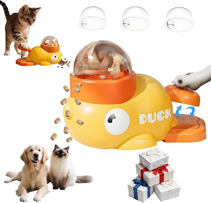 Interactive Duck Puzzle Treat Dispenser Anti-Bloat IQ Training Pet Toys | Slow Feeder Puzzle, Mental Stimulation & Anxiety Relief, Helps Reduce Vomiting and Overeating, Indoor Enrichment