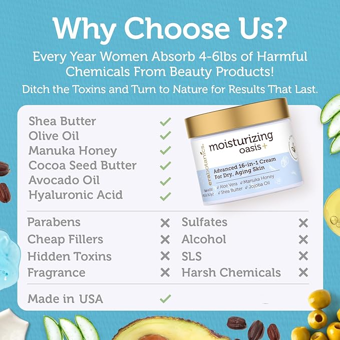 Era Organics Advanced Face Moisturizer for Dry Skin - Nourishing 16-in-1 Night Cream - Extra Hydrating for Women and Men