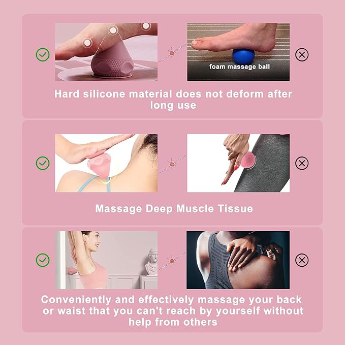 Manual Massage Ball Set, 2 PCS Deep Tissue Trigger Point Massage Myofascial Release Balls, Silicone Physical Therapy Balls, Massage Therapy Tools for Deep Muscles, Sore Muscles, Muscle Knots (Purple)