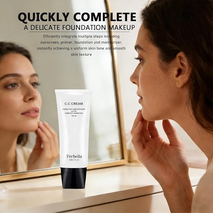 CC Cream For Older Women,Cc Cream Self Adjusting For Mature Skin,Skin Tone Adjusting Cream SPF 43, Suitable for All Skin Types