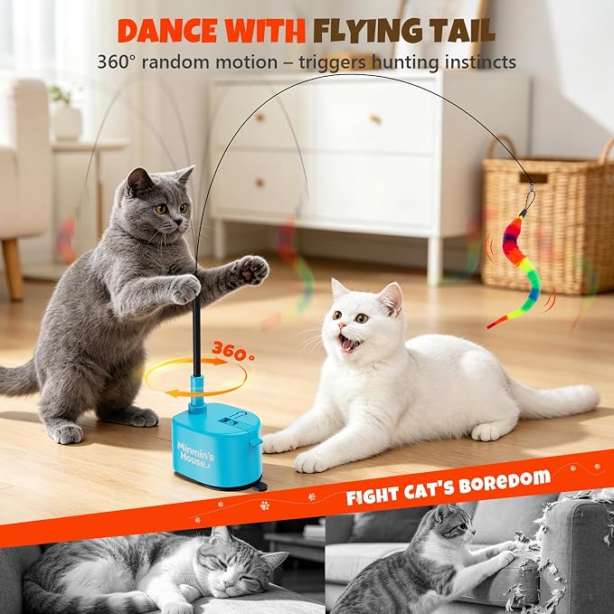 Interactive Cat Toys For Indoor Cats, 360° Flying Automatic Cat Toy, Blue