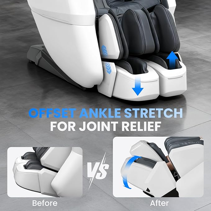 4D Massage Chair Full Body, Unique 2026 Space Walk & Ankle Stretch, Zero Gravity SL-Track Shiatsu Massage Chair Recliner with Electric Calfrest Extension & Foot Rollers, AI Voice, S002 White
