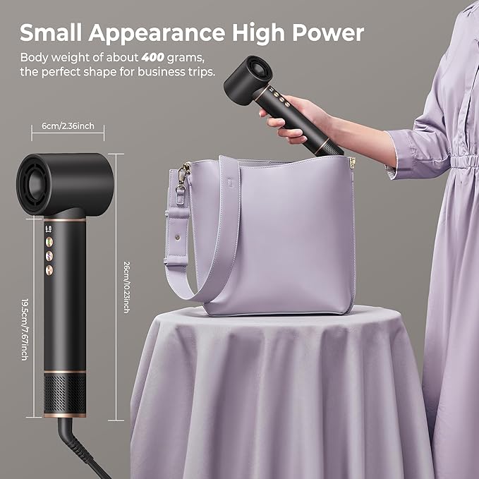 Hair Dryer Brush 5 in 1 Autowrap Hot Air Hair Styler with High-Speed Aluminum Alloy Blow Dryer Brush Volumizing, Straightening & Fast Drying with Negative Ion, No Heat Damage (Black)