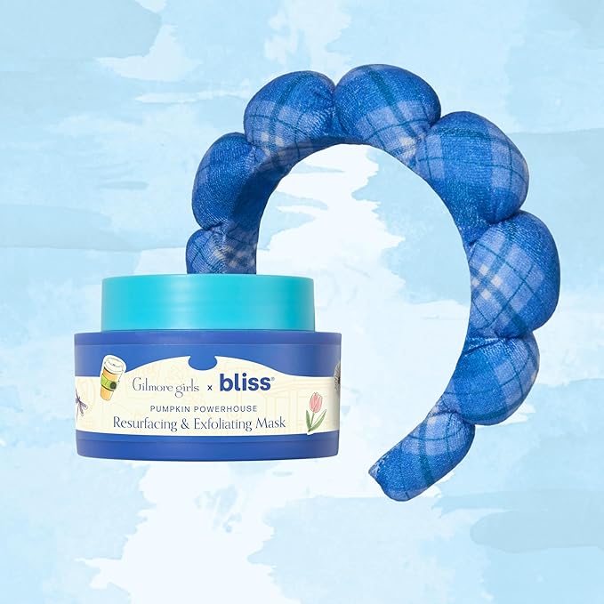Gilmore Girls x Bliss Pumpkin Powerhouse Resurfacing & Exfoliating Pumpkin and AHA Facial Mask with Plaid Spa Headband