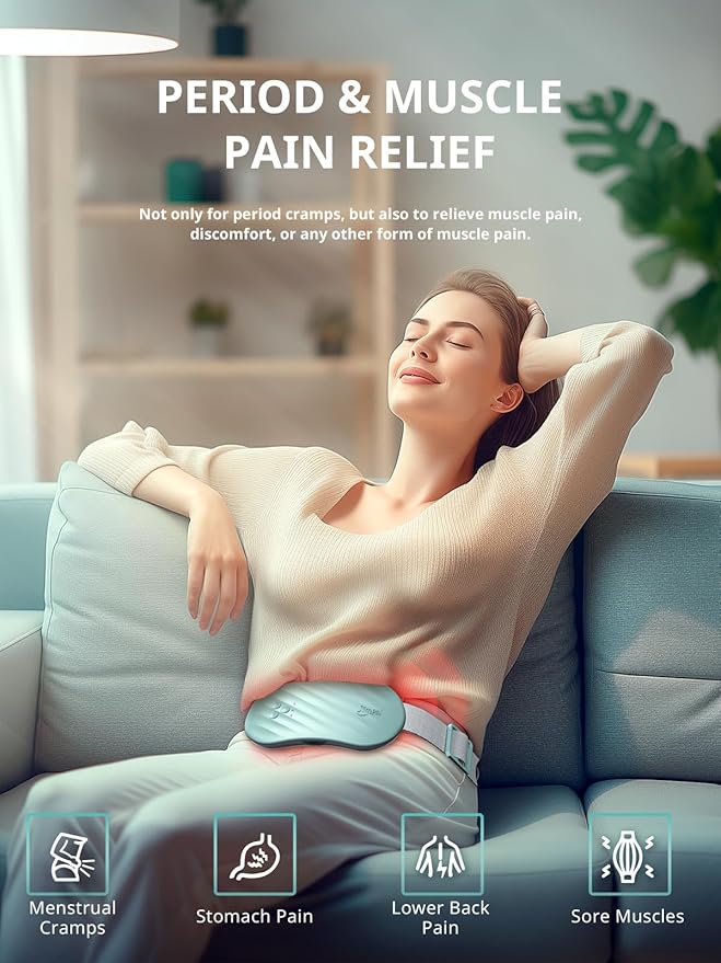 Slimpal AI Portable Heating Pad for Period Cramps, Smart AI Heat Chip, Electric Cordless Heating Belt for Back, Belly, Waist, Stomach, Menstrual Wearable Heating Pad, Violet S2