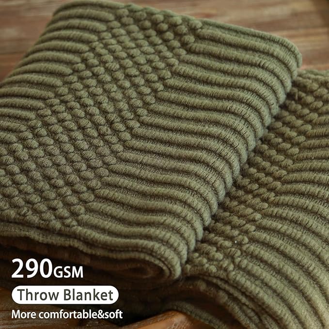 Blagic Soft Knitted Throw Blanket for Couch and Bed,Dark Green,60"x80" | Lightweight and Cozy,Farmhouse Boho Blanket with Tassel,Decorative for Living Room,Gifts for Adults,All Season Use