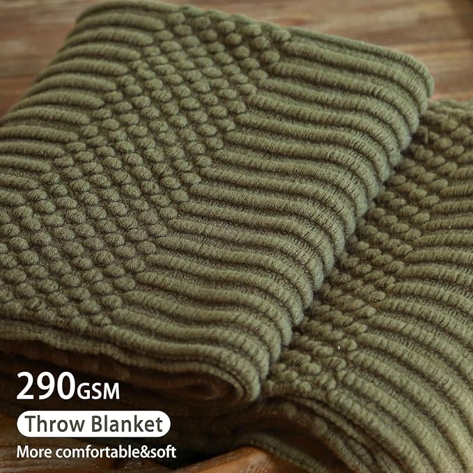 Blagic Soft Knitted Throw Blanket for Couch and Bed,Dark Green,50"x60" | Lightweight and Cozy,Farmhouse Boho Blanket with Tassel,Decorative for Living Room,Gifts for Adults,All Season Use