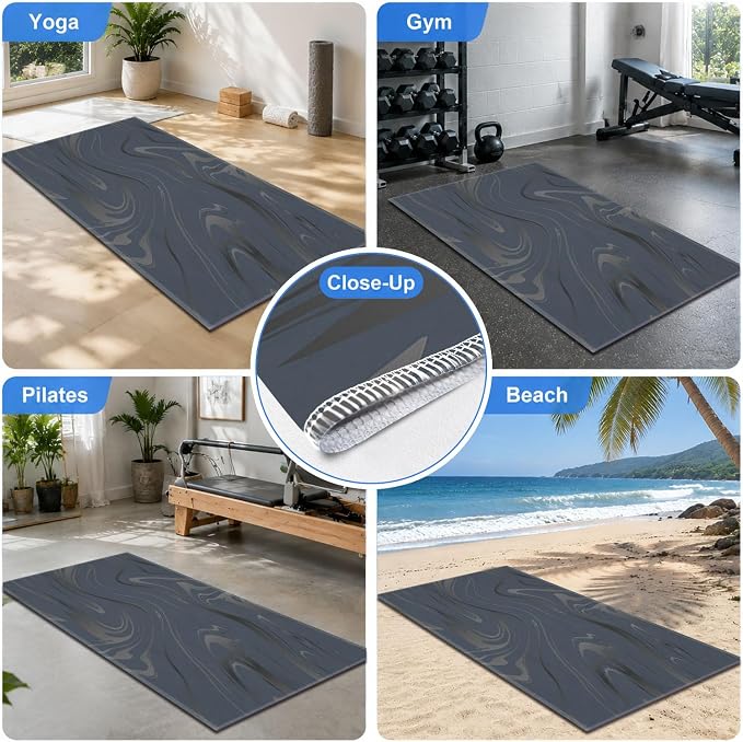 Yoga Mat Towel, Hot Yoga Non Slip with 4 Corner Pockets, 70 x 26 in | Soft Absorbent Microfiber With Four Corner Pockets, Fits Over Yoga Mats For Hot Yoga, Pilates, Gym, And Travel