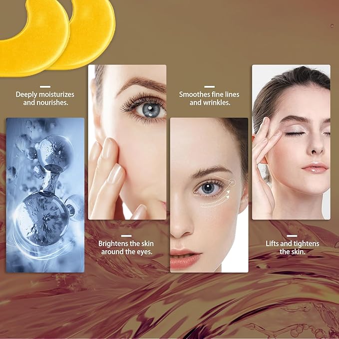 Gold Under Eye Masks – 24 Pairs Collagen & Hydrating Gel Eye Patches for Dark Circles, Puffy Eyes, Fine Lines & Anti-Aging Skincare – Vegan, Cruelty-Free Self Care Essentials