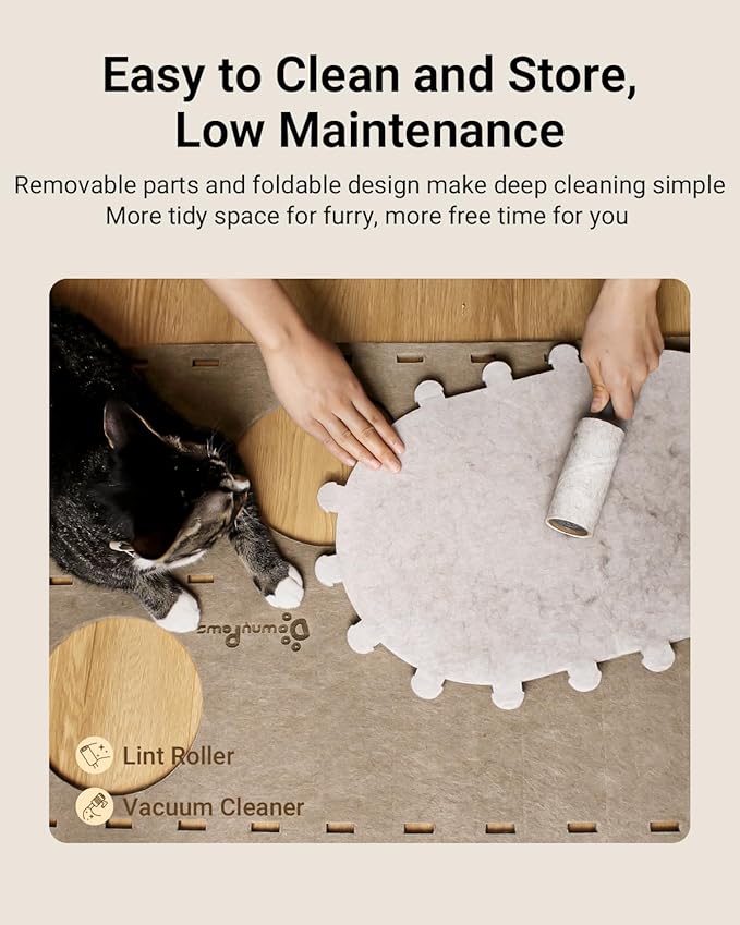 DownyPaws Cat House for Indoor Cats, 2-Storey Cat Bed Cave, Cream | Cat Hideaway Enclosed Bed,Cave Hideout Fort,Kitten Houses for Large Cats,Hide Box Bed Multicats Scratch Resistant