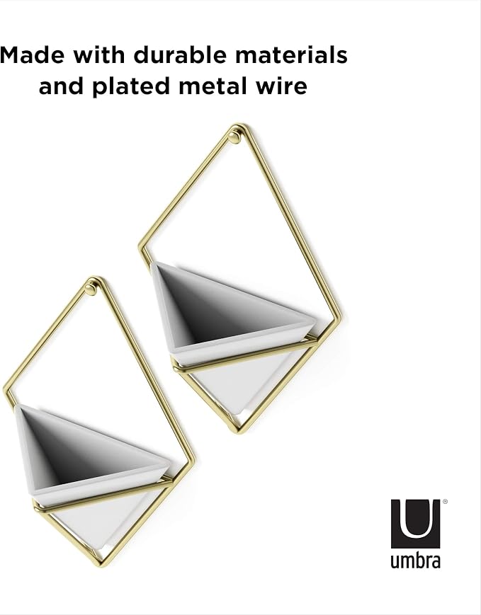 Umbra Trigg Hanging Planter for Small Plants, Set of 2, Small, White/Brass
