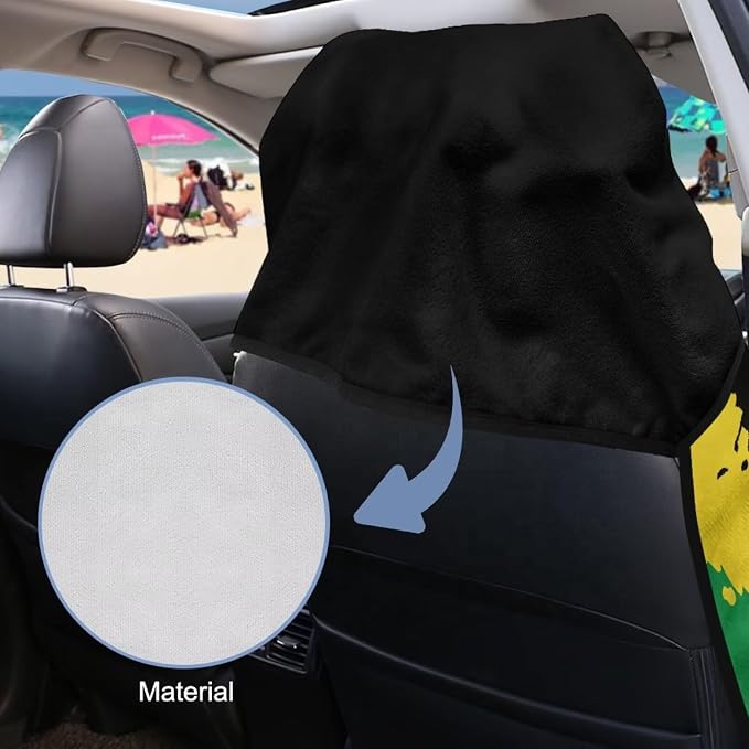 INSTANTARTS Jamaican Flag Coconut Tree Car Seat Towel Cover Yoga Towel Car Seat Cover