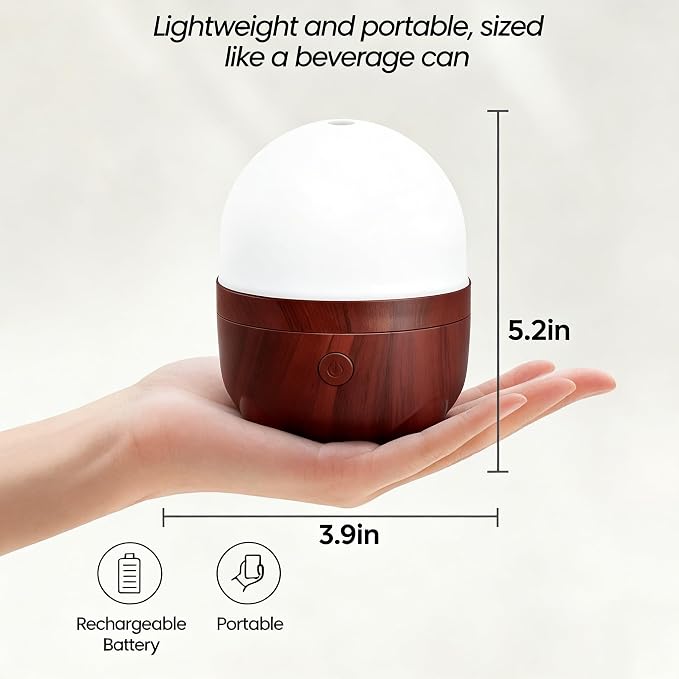 Marchred 150ml Cordless Essential Oil Diffuser with 7H Rechargeable Battery-Powered, Small Aromatherapy Diffuser and 7 LED Color Light for Home Desk Bedside and Travel