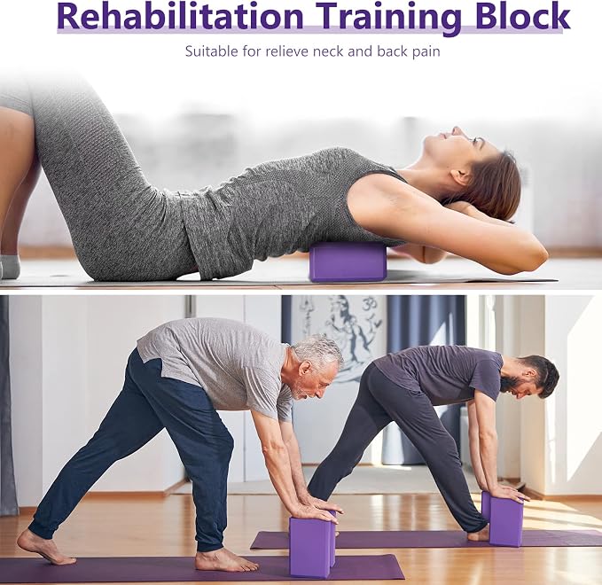 20 Pcs Yoga Blocks Bulk Eva Foam Exercise Brick Purple Non Slip Gymnastic Soft High Density Dance for Girls Women Toning Meditation Stretching Yoga Pilates Accessories
