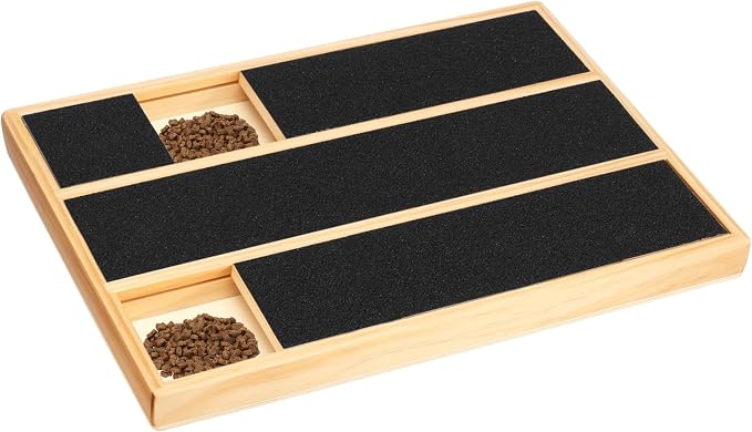 Dog Scratch Pad for Nails, Dog Nail File Toy with Treat Compartment, Wooden Puppy 45° Angle Claw Grooming Tool, Portable Nail Scratch Pad for Small & Large Claw Care