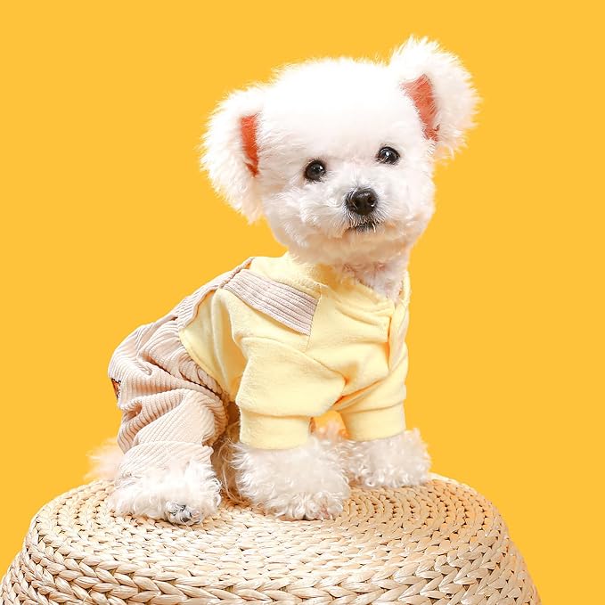 Dog Stylish Overalls Comfortable Puppy One Piece Outfits Summer Bib Overalls for Small Dogs Cute Pet Onesie Jumpsuit Chihuahua Yorkies Birthday Holiday Clothes Cat Costume