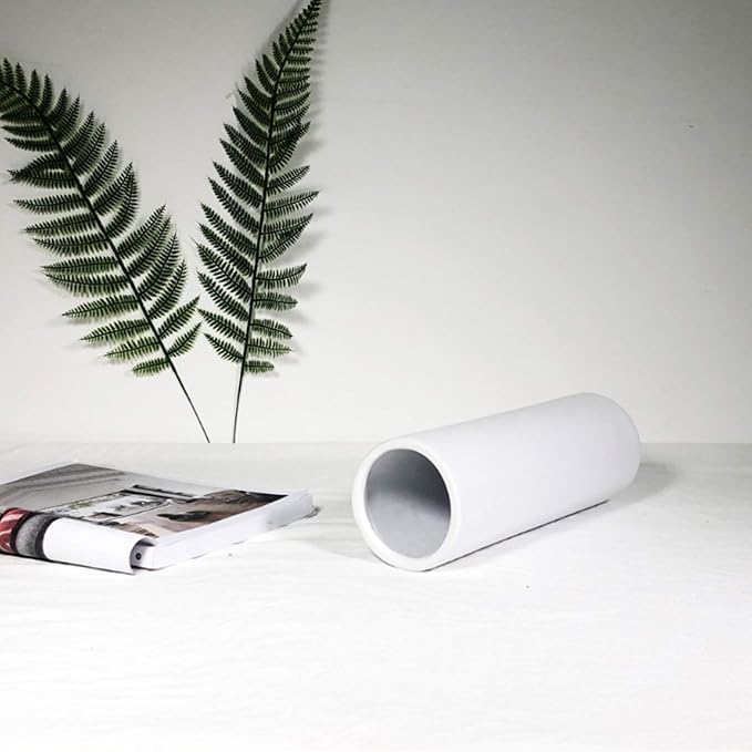WGV Ceramic Cylinder Vase Width 5" Height 12" Elegant Unique Modern Matte Floral Container Planter Pot Centerpiece for Event Party Wedding Office Home Decor, Smooth White 1 Piece