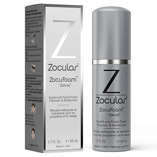 Zocular ZocuFoam Eyelid Cleanser - Foaming Eyelid Scrub - Natural pH Balanced Solution - 1.7 FL OZ (50mL)
