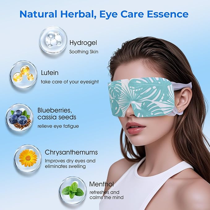 Hydrogel Self Cooling Eye Mask,Cold Eye Mask for Puffy & Burning Eyes,Cold Compress for Fast Relief with Fatigue and Headaches, Individually Wrapped Cool Care Travel Essentials,8 Packs