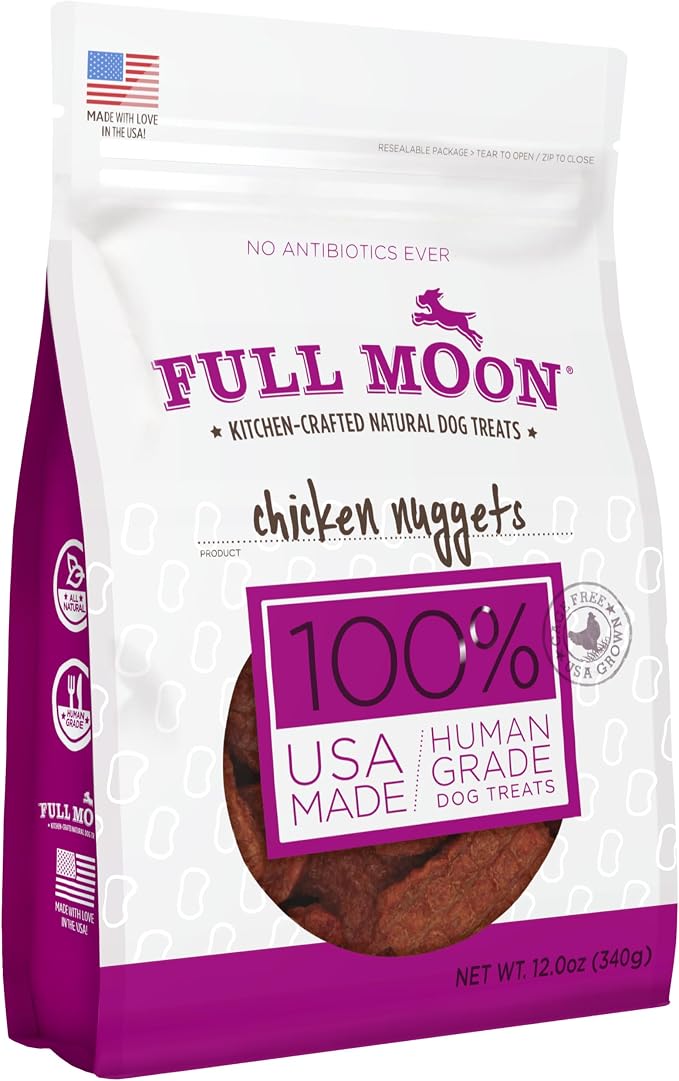 Full Moon® Chicken Nuggets Dog Treats 12 oz | Human Grade, No corn, No wheat, No soy, Glycerin Free, Made in the USA