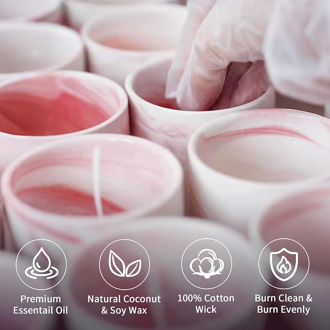 Luxury Marble Jar Scented Candle | Women Men | Non Toxic 100% Natural Coconut & Soy Wax Blend Cotton Wick | Hand Poured Highly Scented Long Lasting (Amber & Bergamot, 7 Ounces)