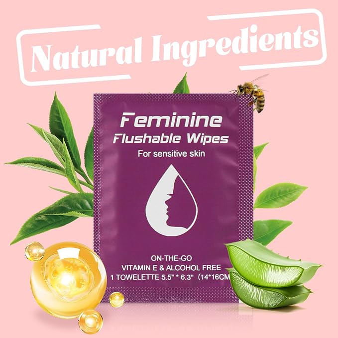 twoworld 400 Feminine Wipes Flushable Travel Individually Wrapped | Travel Wipes for Women,Feminine Care Wet Wipes Travel Size Vaginal Wipes for Adult,Girl and Homeless(Unscent)