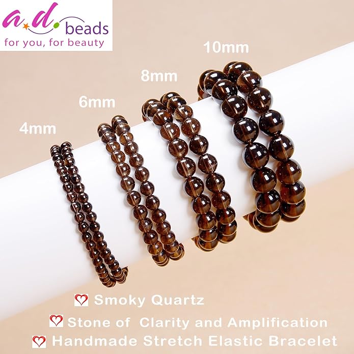 AD Beads Handmade Gemstone Stretch Elastic Bracelet Crystal Healing Reiki Nature's Beauty and Spiritual Essence Unisex