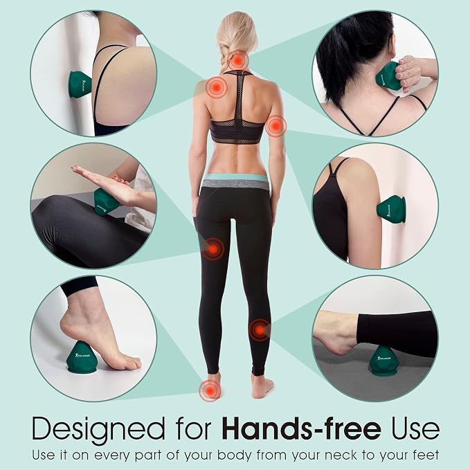 Solacium Mountable Massage Therapy Tool - Multi-Surface Suction Cup Wall Massage Tool for Sore Muscles, Myofascial Release, Stress Relief, Trigger Point and Deep Tissue Massage (Dark Green)