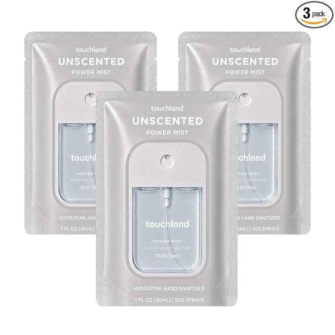 Touchland Hand Sanitizer Spray, Unscented Trio - 3 x 1 FL OZ