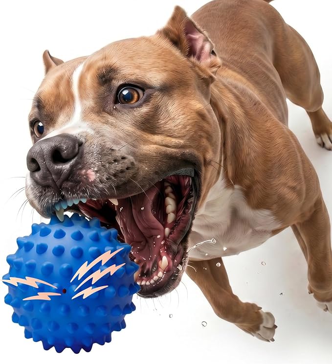 Bacon Flavored Indestructible Squeaky Ball for Aggressive Chewers