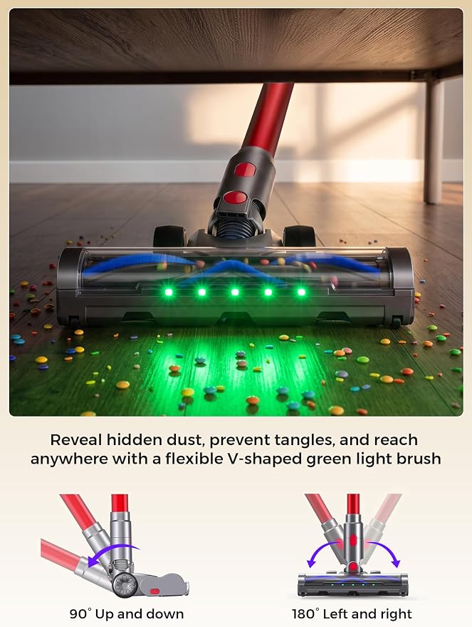 Cordless Stick Vacuum Cleaner, 600W 55KPA 70Mins for Pet Hair, Carpet, Home