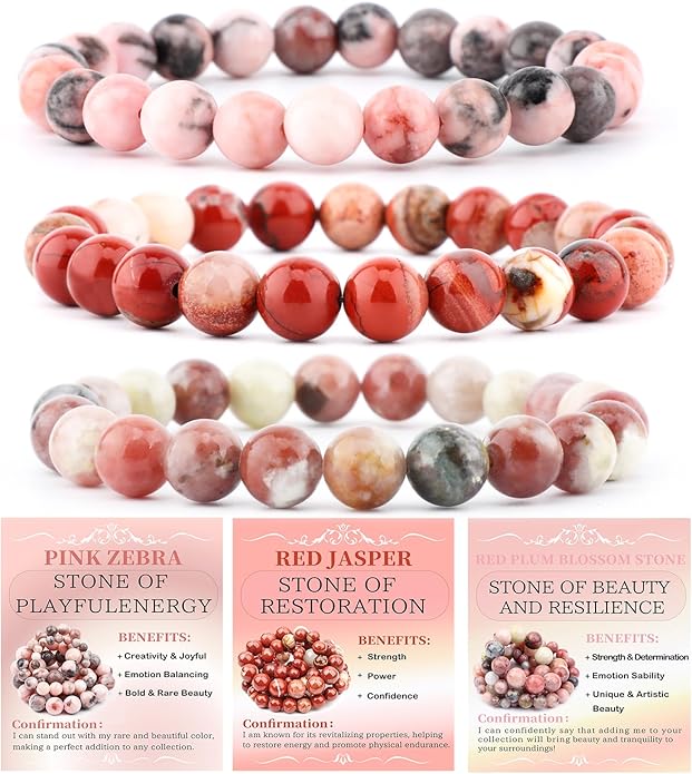 NCB 2.3-Piece 4mm Natural Crystal Gemstone Stretch Bracelets – Handmade Reiki Energy Healing Jewelry for Meditation,Yoga, Unisex