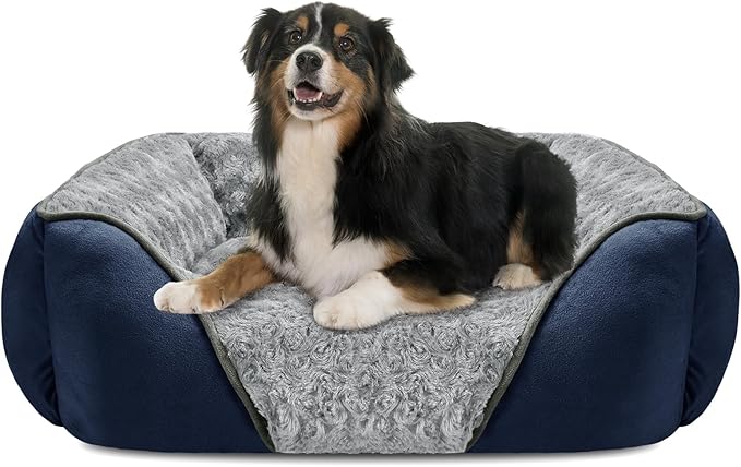 X-Large Dog Bed Rectangle Washable Orthopedic Soft Calming Sleeping Durable Pet Cuddler with Anti-Slip Bottom